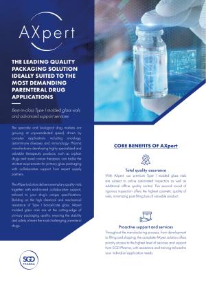 AXpert, best-in-class Type I molded glass vials and advanced support services